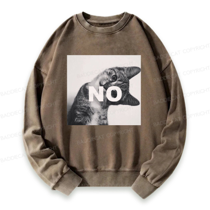 Baddieca NO Cat Meme Washed Sweatshirt
