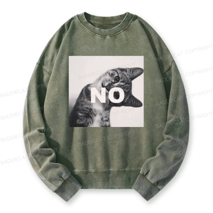 Baddieca NO Cat Meme Washed Sweatshirt