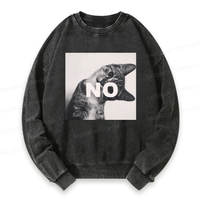 Baddieca NO Cat Meme Washed Sweatshirt