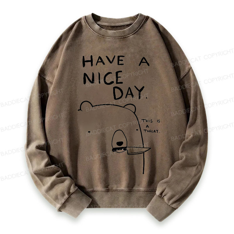 Baddiecat Have A Nice Day Washed Sweatshirt