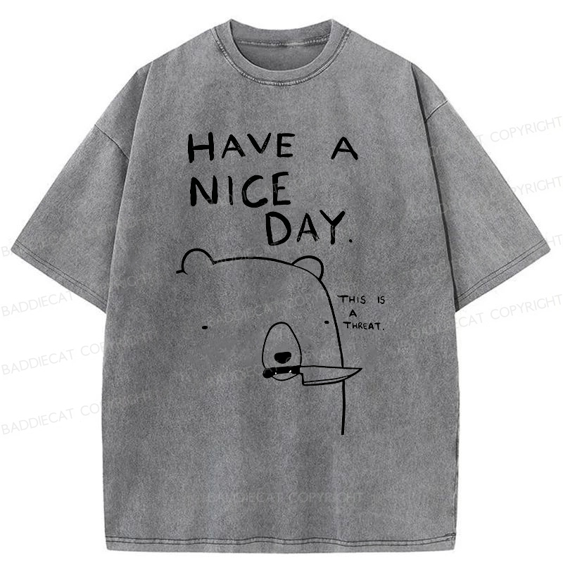 Baddiecat Have A Nice Day Washed T-Shirt