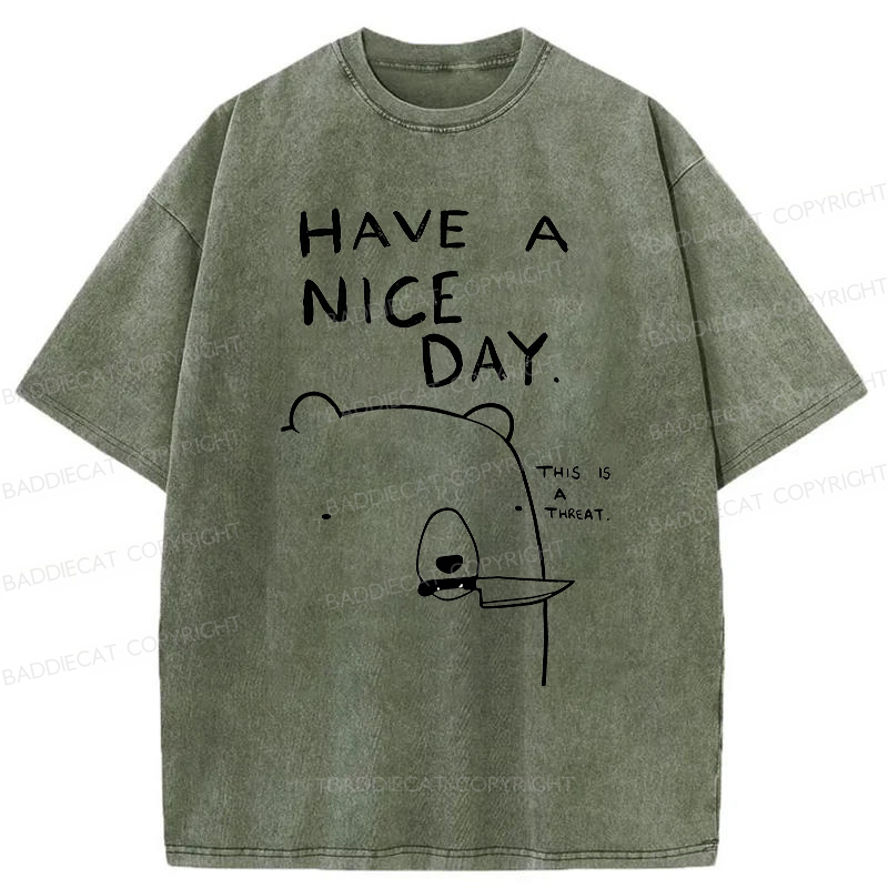 Baddiecat Have A Nice Day Washed T-Shirt