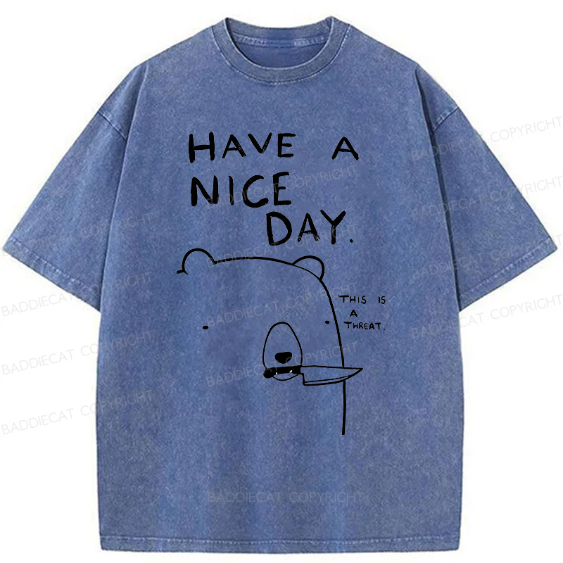 Baddiecat Have A Nice Day Washed T-Shirt