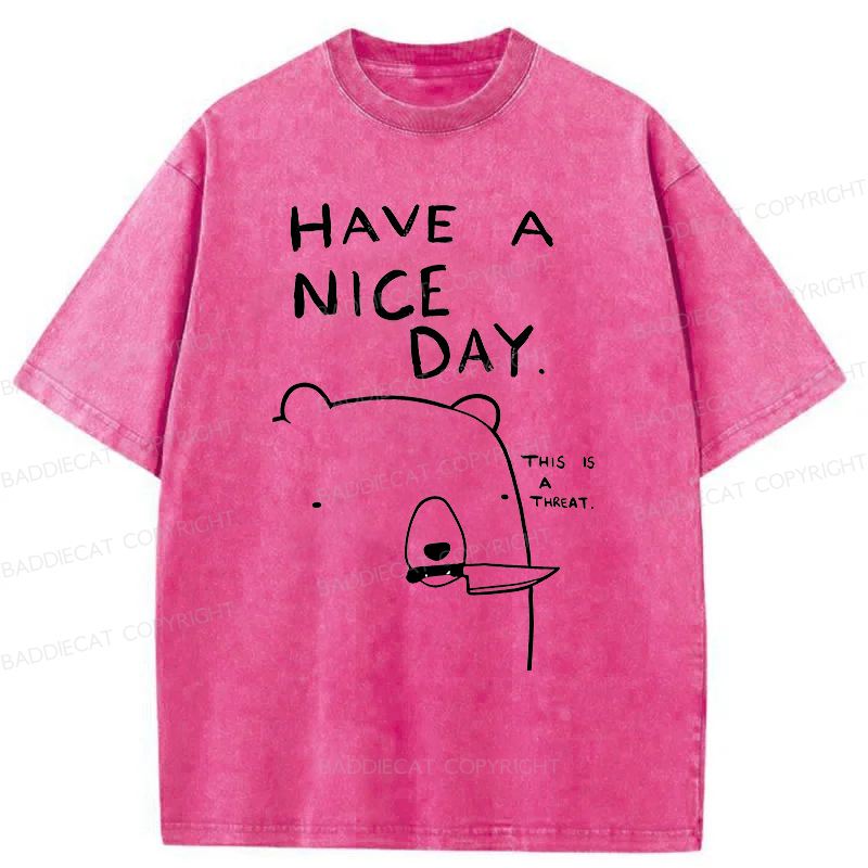 Baddiecat Have A Nice Day Washed T-Shirt