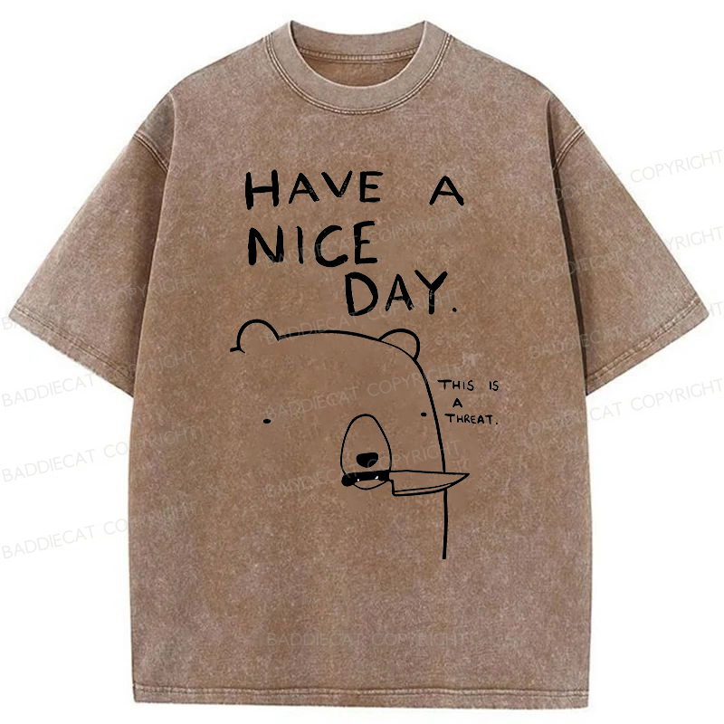 Baddiecat Have A Nice Day Washed T-Shirt