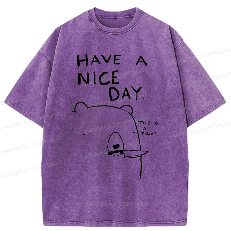 Baddiecat Have A Nice Day Washed T-Shirt