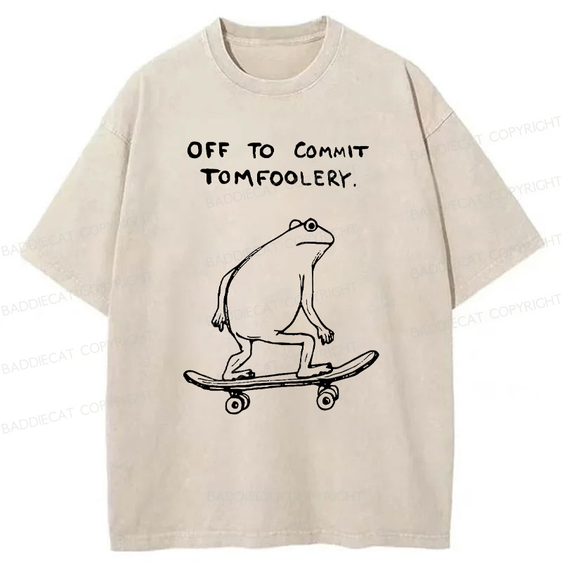 Baddiecat Off To Commit Tomfoolery Washed T-shirt