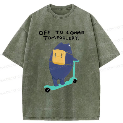 Baddiecat Off To Commit Tomfoolery Washed T-Shirt