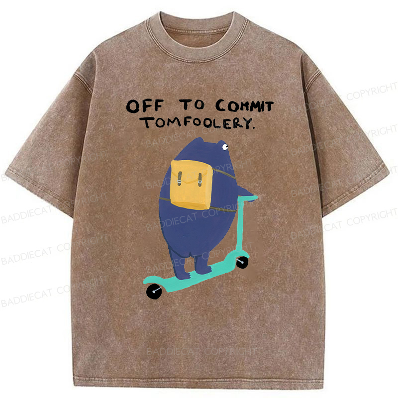 Baddiecat Off To Commit Tomfoolery Washed T-Shirt