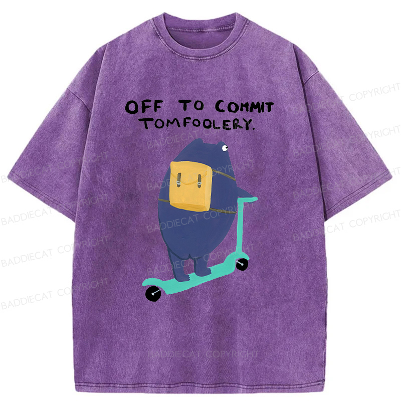 Baddiecat Off To Commit Tomfoolery Washed T-Shirt