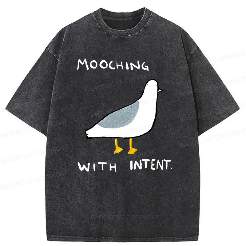 Baddiecat Mooching With Intent Pigeon Washed T-shirt