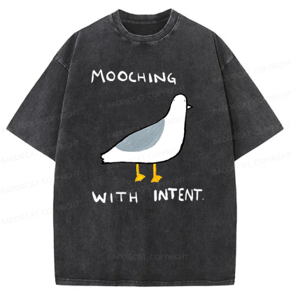 Baddiecat Mooching With Intent Pigeon Washed T-shirt