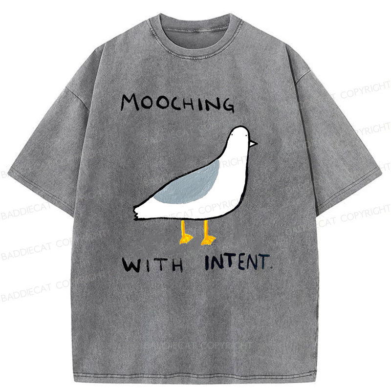 Baddiecat Mooching With Intent Pigeon Washed T-shirt
