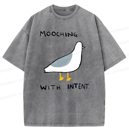 Baddiecat Mooching With Intent Pigeon Washed T-shirt