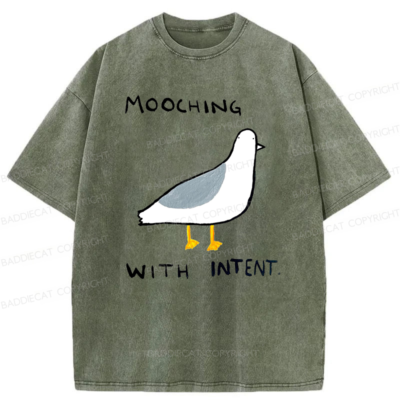 Baddiecat Mooching With Intent Pigeon Washed T-shirt