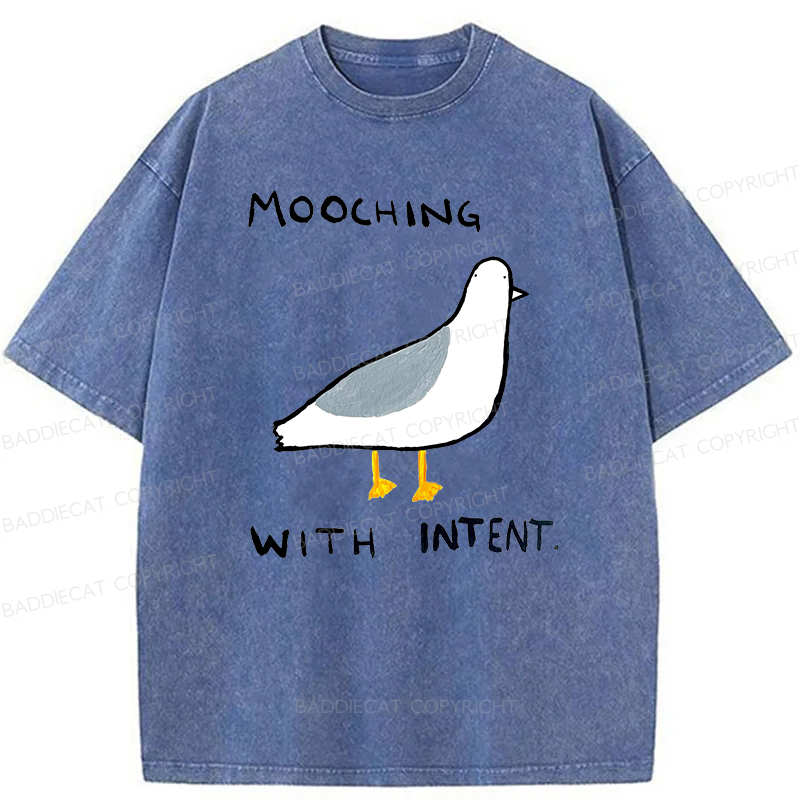 Baddiecat Mooching With Intent Pigeon Washed T-shirt