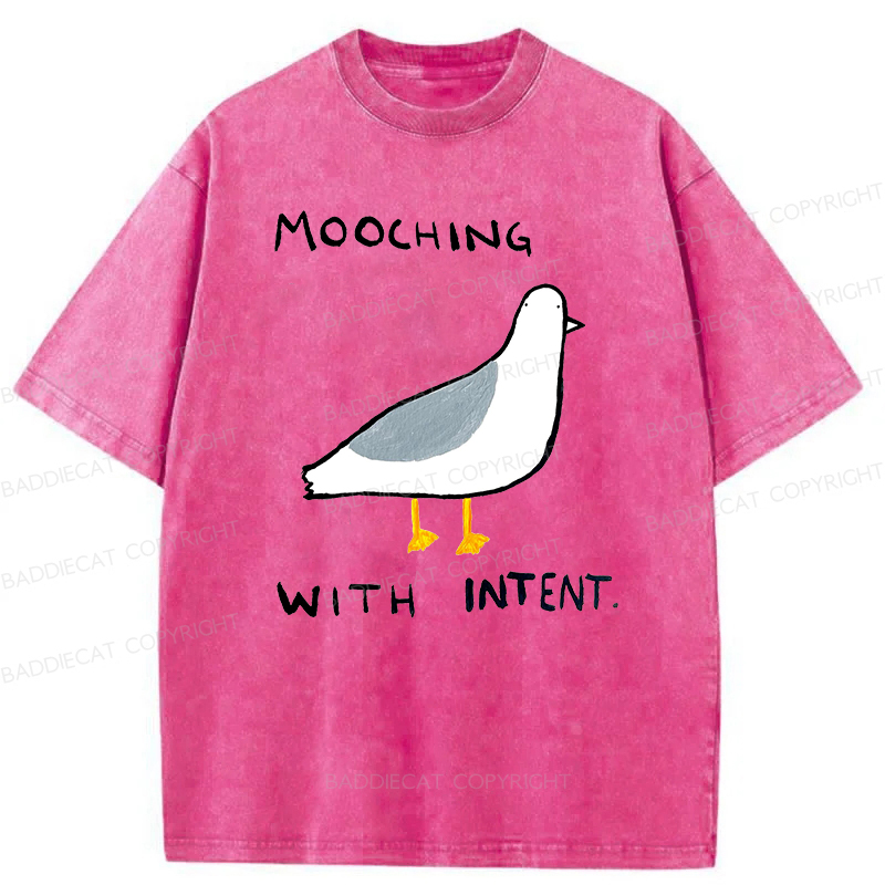 Baddiecat Mooching With Intent Pigeon Washed T-shirt