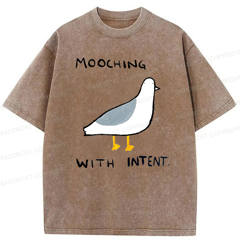 Baddiecat Mooching With Intent Pigeon Washed T-shirt