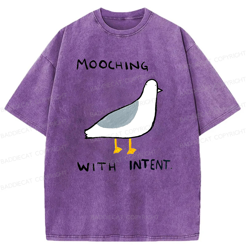 Baddiecat Mooching With Intent Pigeon Washed T-shirt