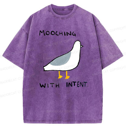 Baddiecat Mooching With Intent Pigeon Washed T-shirt