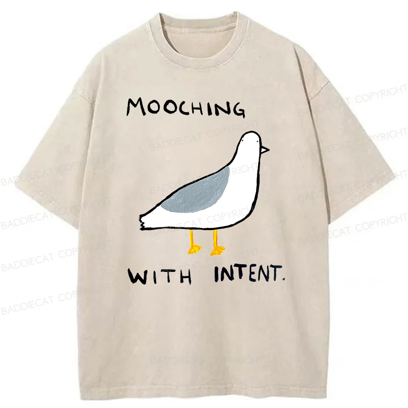 Baddiecat Mooching With Intent Pigeon Washed T-shirt