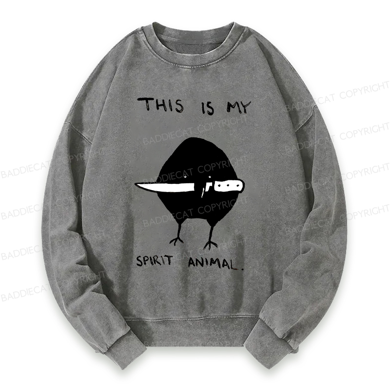 Baddiecat This Is My Spirit Animal Washed Sweatshirt