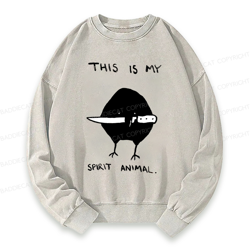 Baddiecat This Is My Spirit Animal Washed Sweatshirt