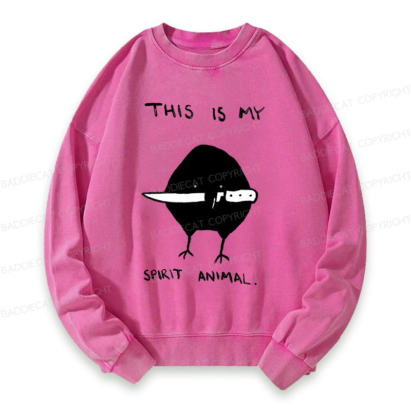 Baddiecat This Is My Spirit Animal Washed Sweatshirt