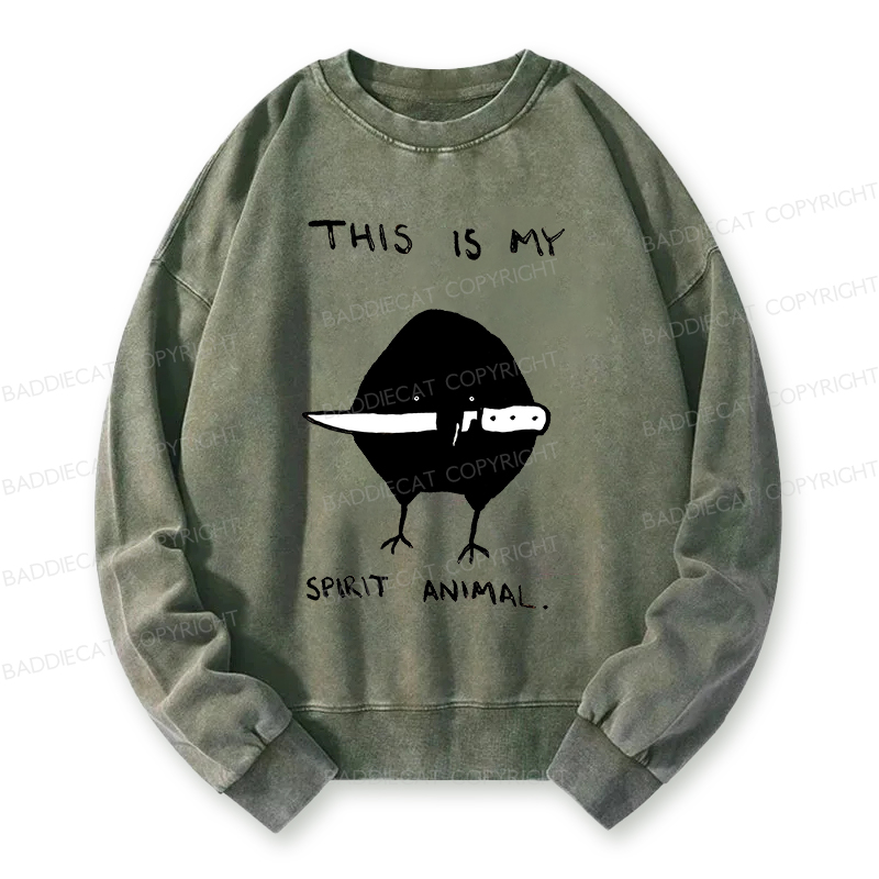 Baddiecat This Is My Spirit Animal Washed Sweatshirt