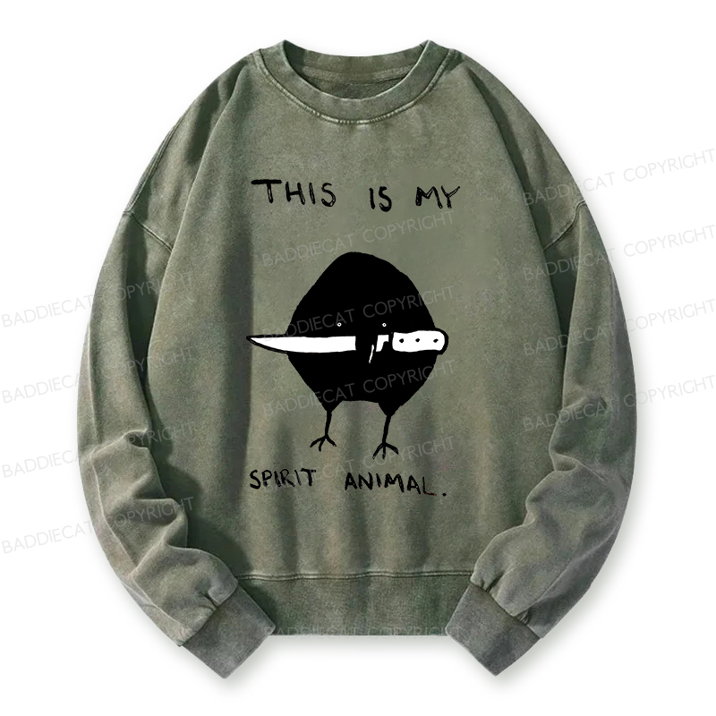 Baddiecat This Is My Spirit Animal Washed Sweatshirt
