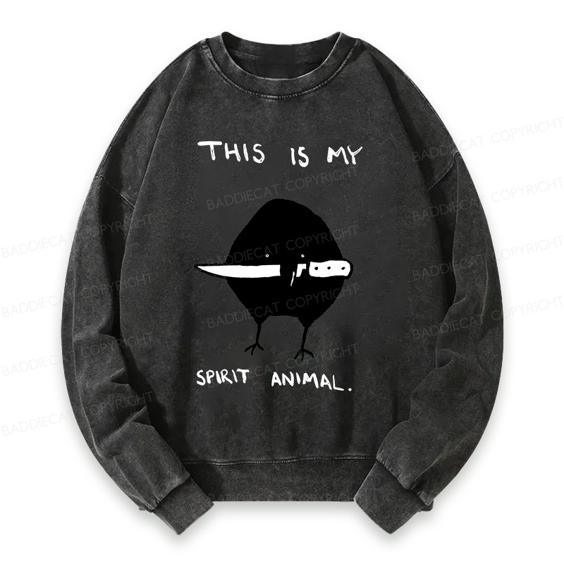 Baddiecat This Is My Spirit Animal Washed Sweatshirt