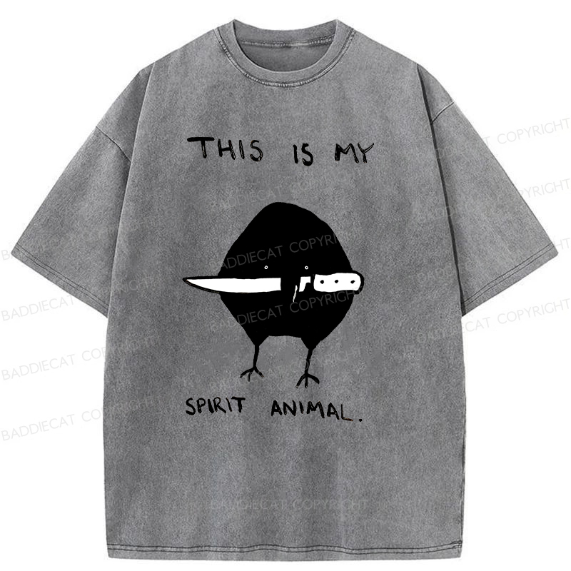 Baddiecat This Is My Spirit Animal Washed T-Shirt