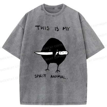 Baddiecat This Is My Spirit Animal Washed T-Shirt