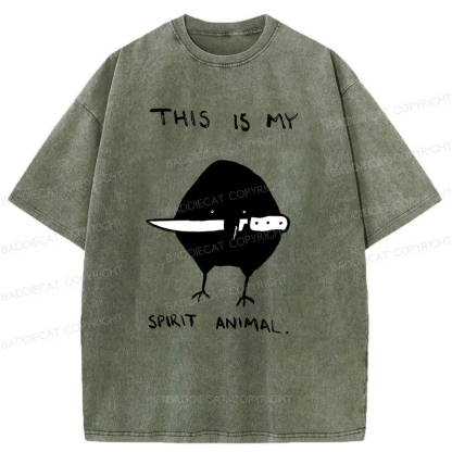 Baddiecat This Is My Spirit Animal Washed T-Shirt