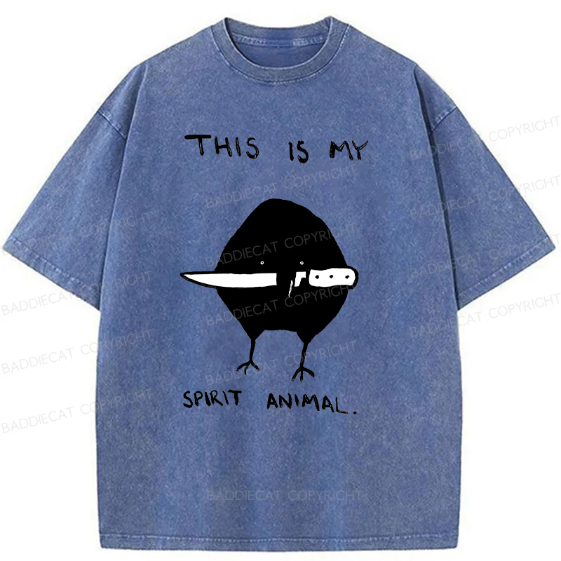 Baddiecat This Is My Spirit Animal Washed T-Shirt