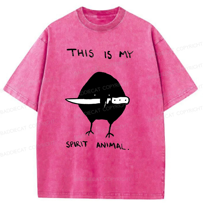 Baddiecat This Is My Spirit Animal Washed T-Shirt