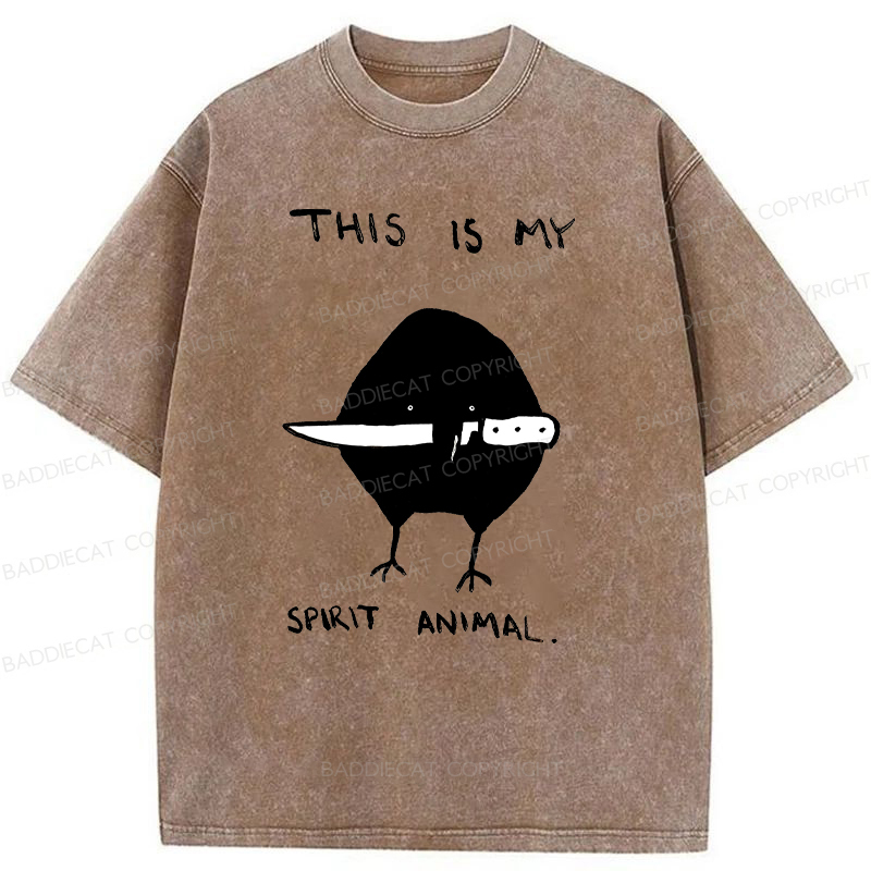 Baddiecat This Is My Spirit Animal Washed T-Shirt