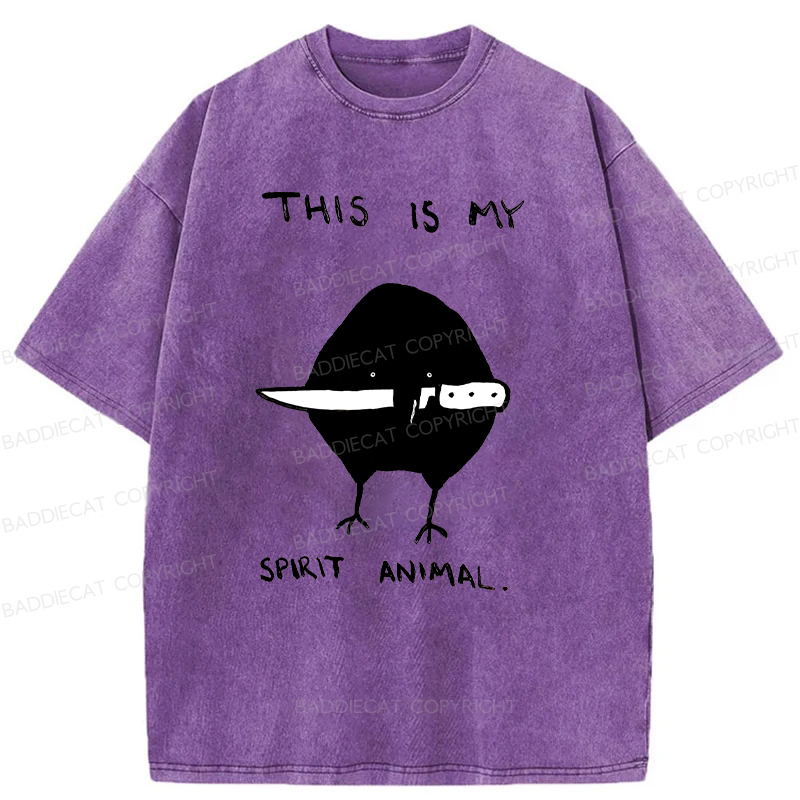 Baddiecat This Is My Spirit Animal Washed T-Shirt