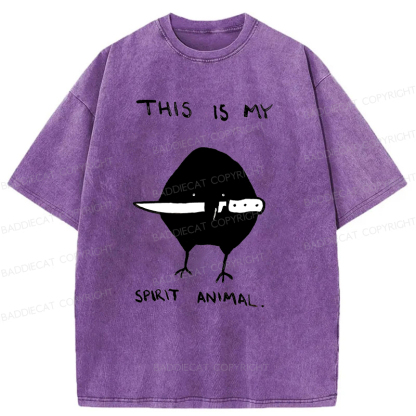 Baddiecat This Is My Spirit Animal Washed T-Shirt