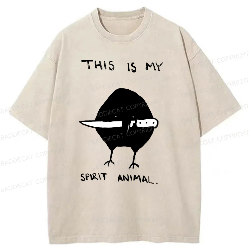 Baddiecat This Is My Spirit Animal Washed T-Shirt