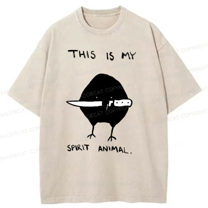 Baddiecat This Is My Spirit Animal Washed T-Shirt