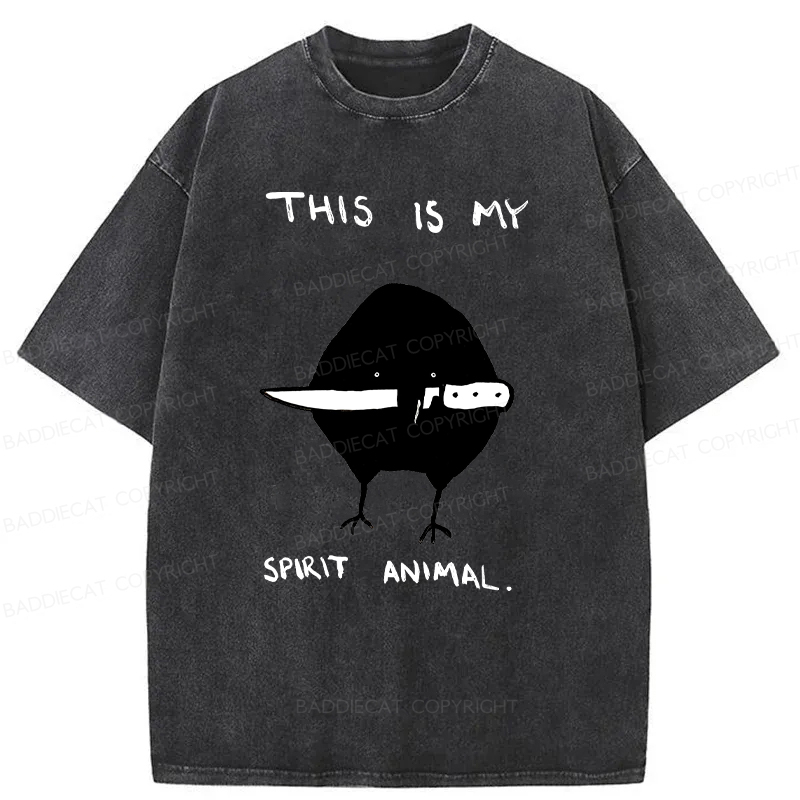 Baddiecat This Is My Spirit Animal Washed T-Shirt