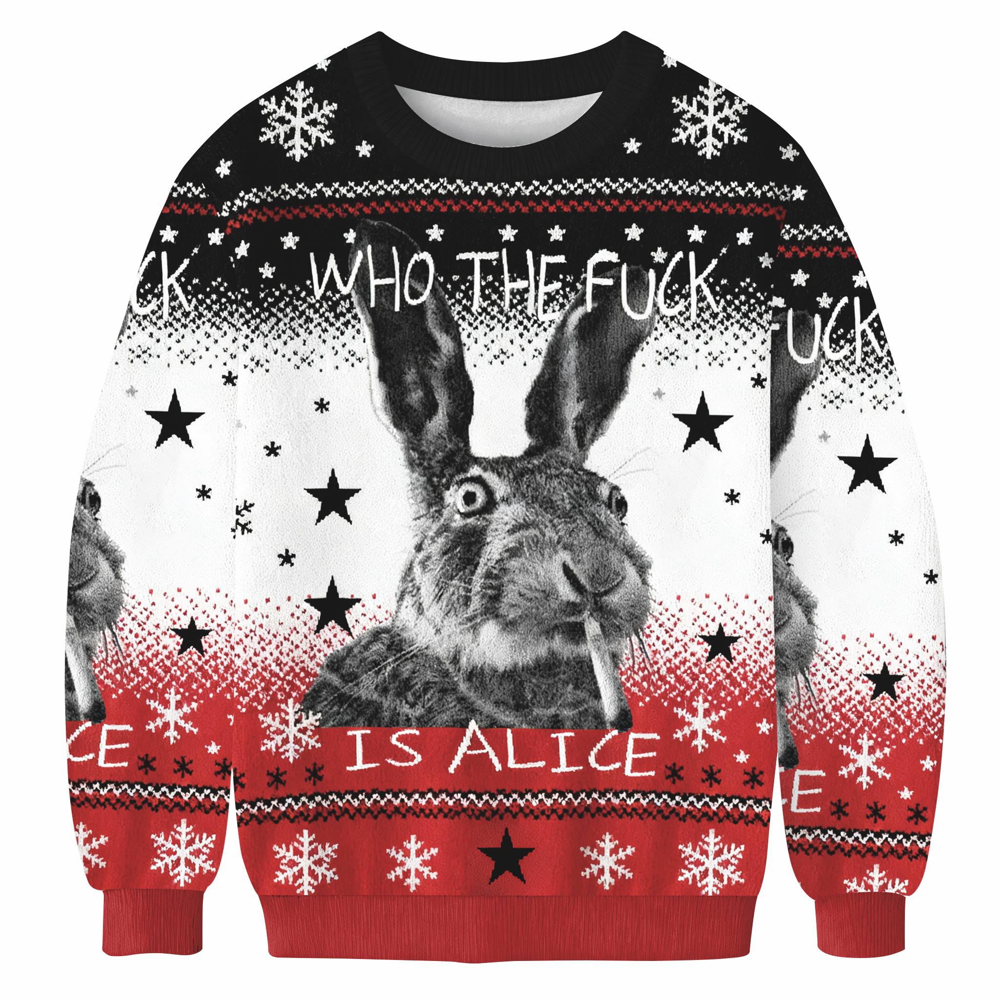 Who The Fuck Is Alice Funny Smoking Rabbit Meme Ugly Sweatshirt