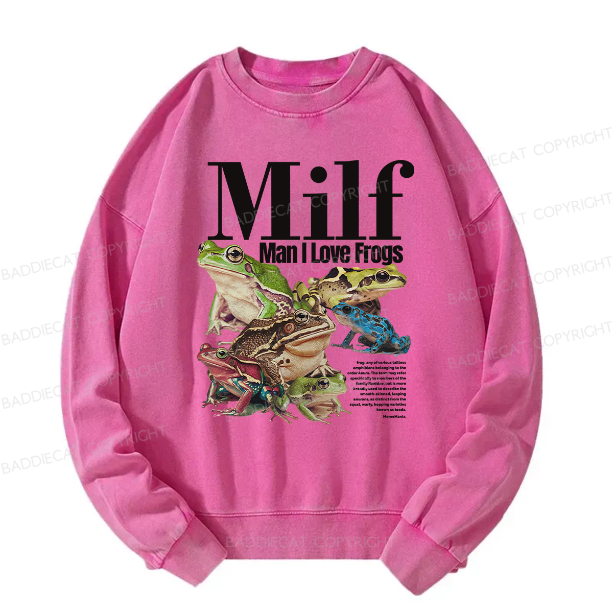 Baddiecat MILF Man I Love Frogs Washed Sweatshirt