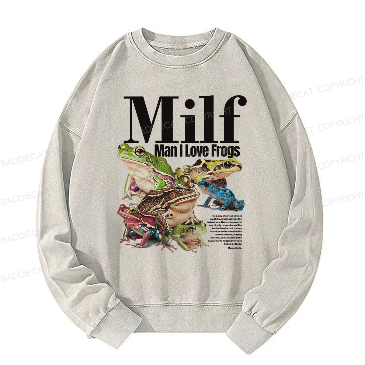 Baddiecat MILF Man I Love Frogs Washed Sweatshirt