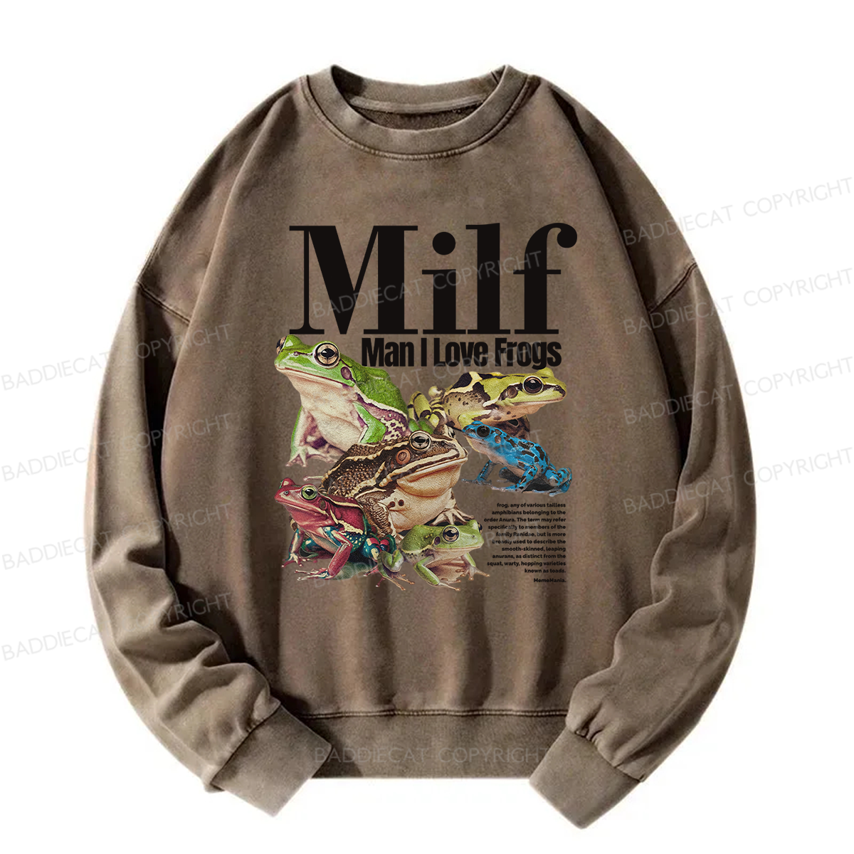 Baddiecat MILF Man I Love Frogs Washed Sweatshirt