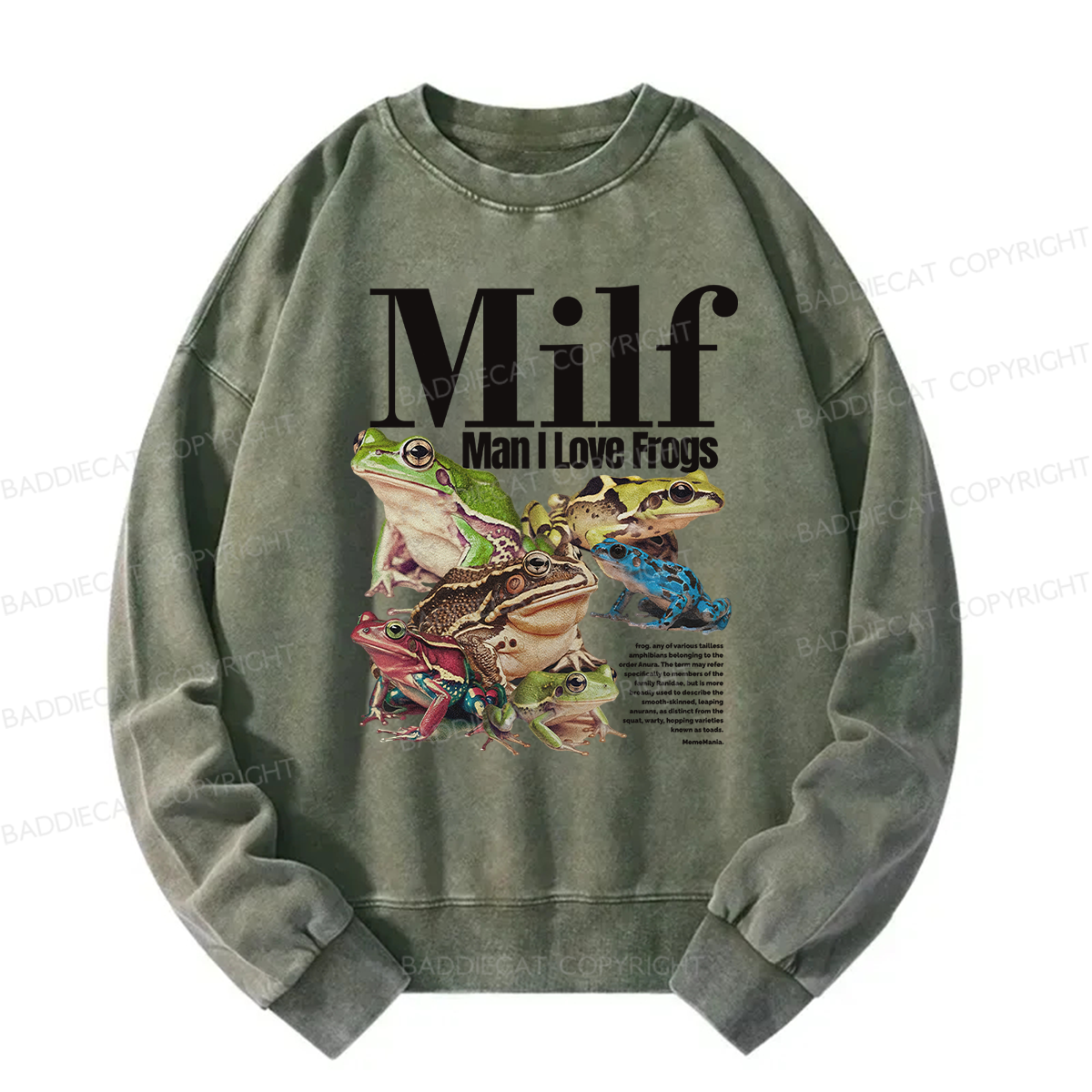 Baddiecat MILF Man I Love Frogs Washed Sweatshirt