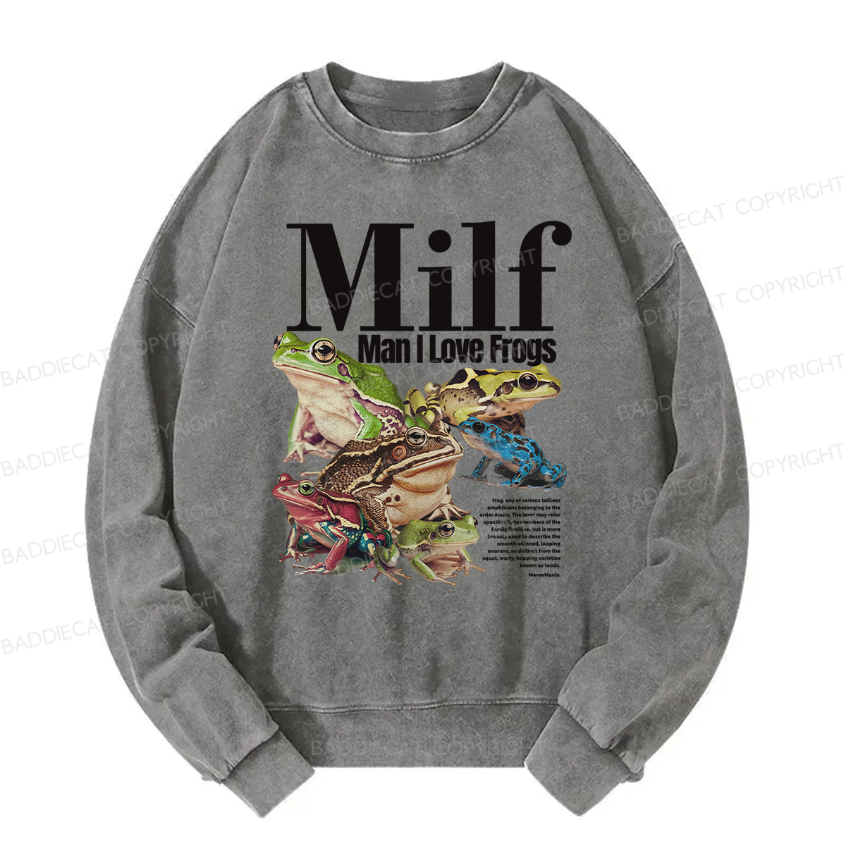 Baddiecat MILF Man I Love Frogs Washed Sweatshirt