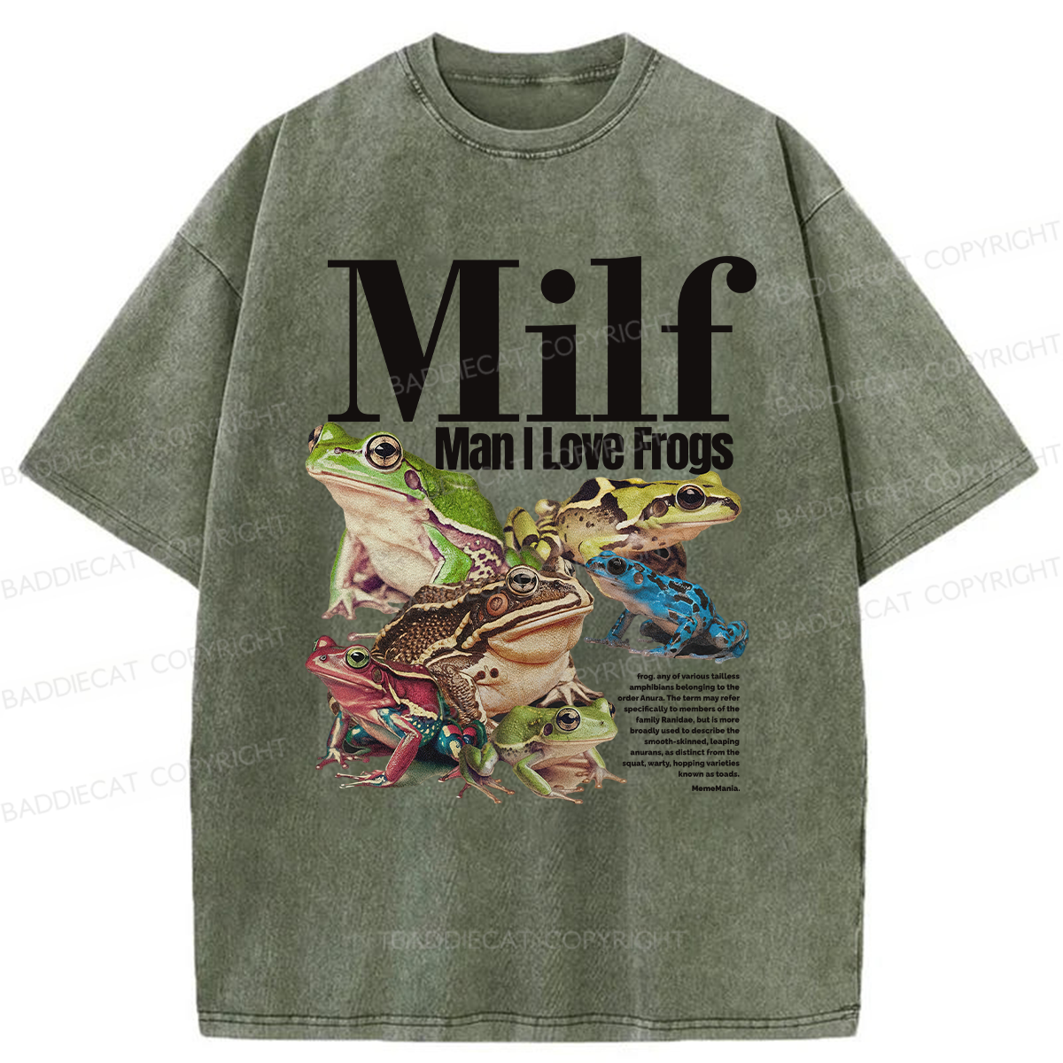 Baddiecat MILF Man I Love Frogs Washed T-shirt