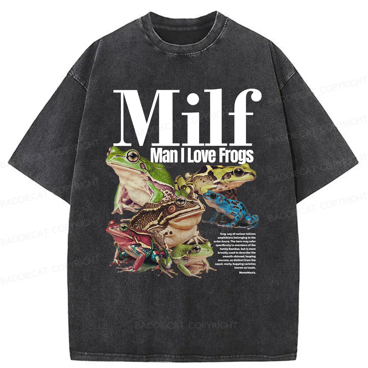 Baddiecat MILF Man I Love Frogs Washed T-shirt